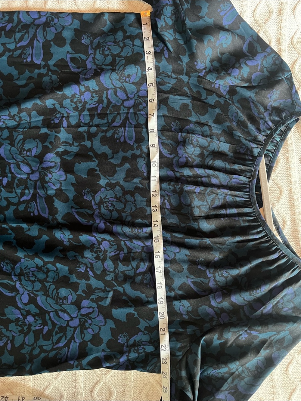 Loft Black Base Floral Long Sleeve Blouse in Dark Teal & Purple Accents Size XXL - Picture 16 of 16